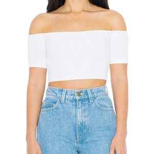 American Apparel Rosette Off the Shoulder Crop Top